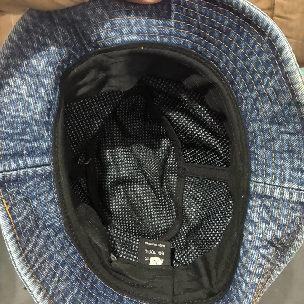 Classic 90s Blue Denim Bucket Hat Sz Small Mesh-Lined Hip-Hop Streetwear Cotton - Picture 6 of 6